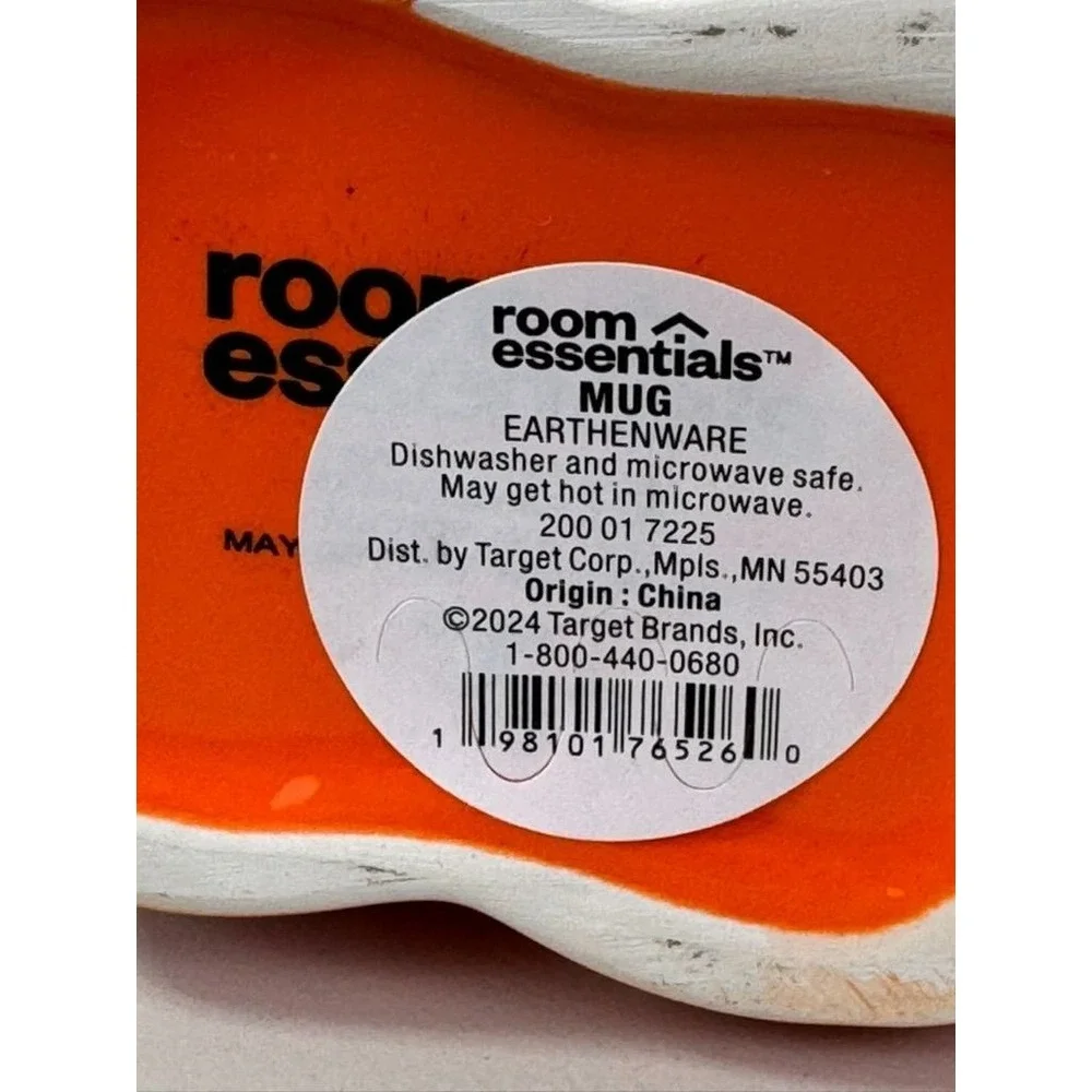 Room‎ Essentials Flower Mug 2024 Target Ceramic Orange Pink Retro Mod Floral Cup